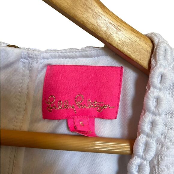 Lilly Pulitzer Marquette Shift Dress Wildflower Stripe Lace Size Small White - Picture 6 of 6